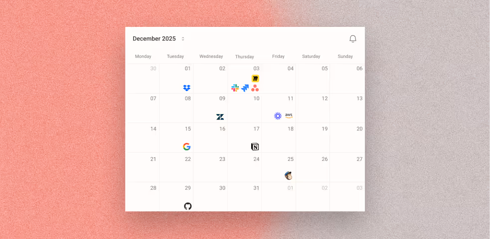 Calendar view showing upcoming SaaS subscription renewals and automated reminders