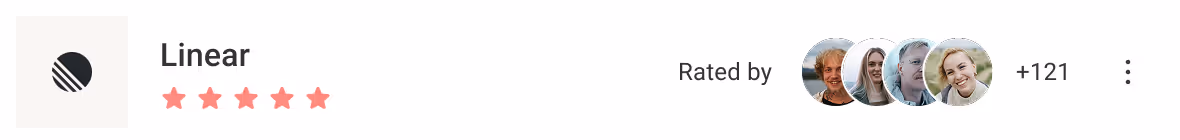 Linear rating card with five-star employee score and 121 additional ratings