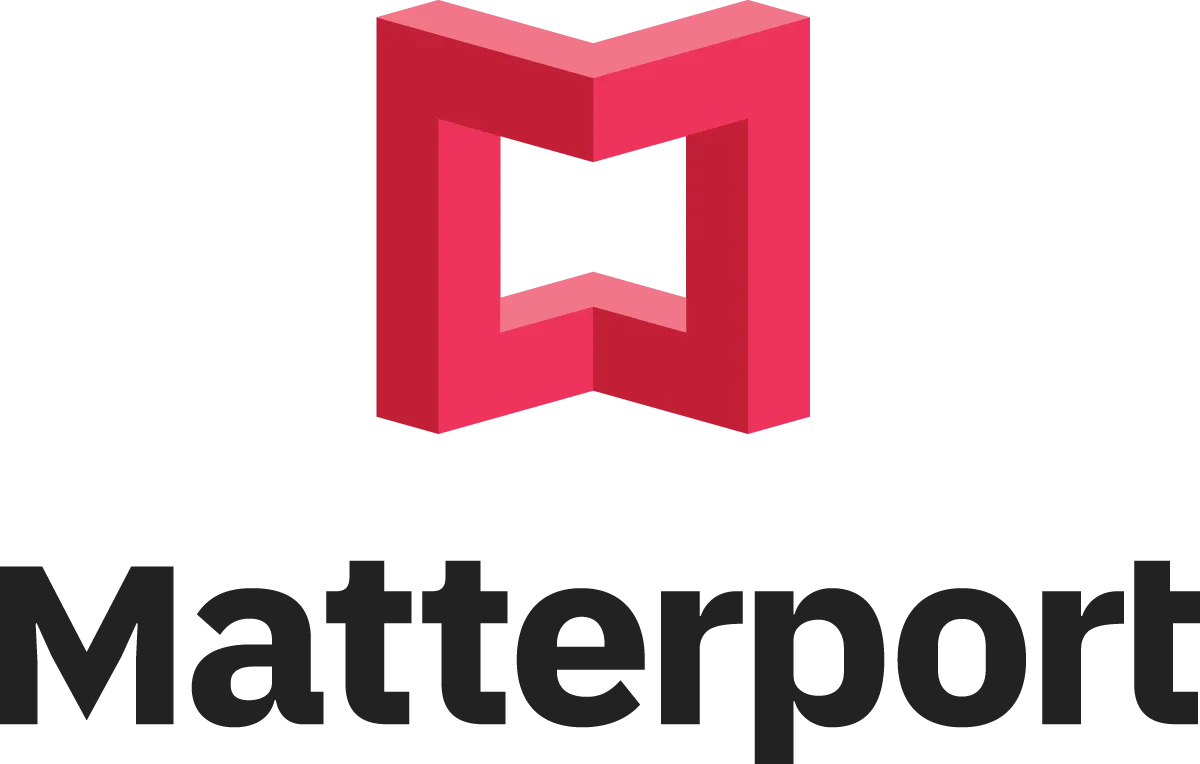 Matterport company logo with a stylized red and pink geometric 'M' above the black text 'Matterport'.