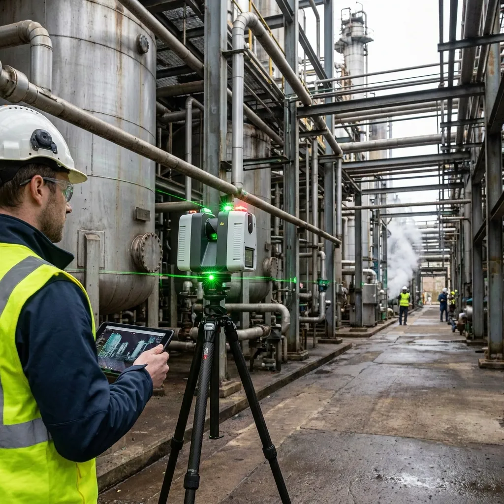 A survey scan being captured inside an industrial facility