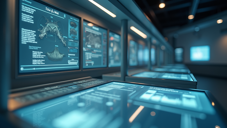 Close-up view of an educational exhibit enhanced by AR technology