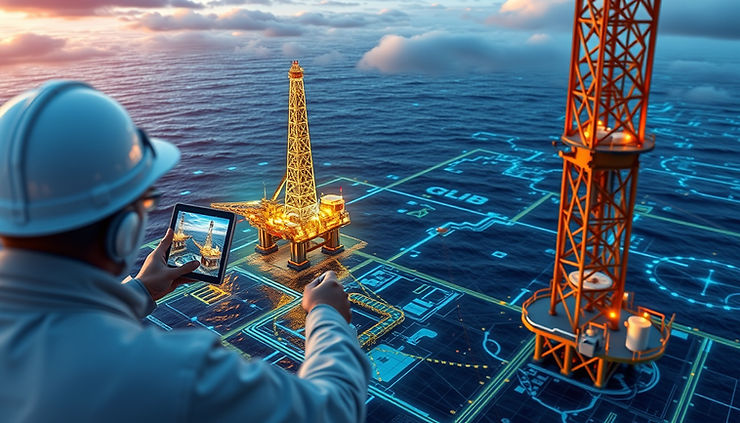 Close-up view of AR training simulation in an industrial setup