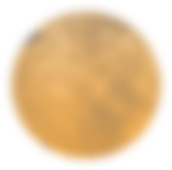 Close-up view of a brown planet with varied shading and surface textures resembling Mars.