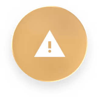 Gold circular button with a white warning triangle containing an exclamation mark.