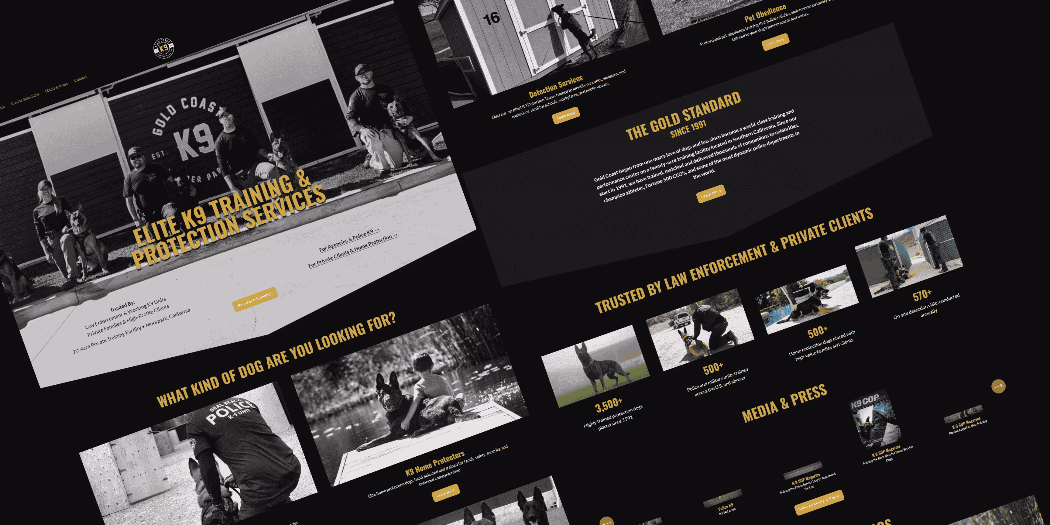 Gold Coast K9 website, redesigned by PyreBrand Designs.