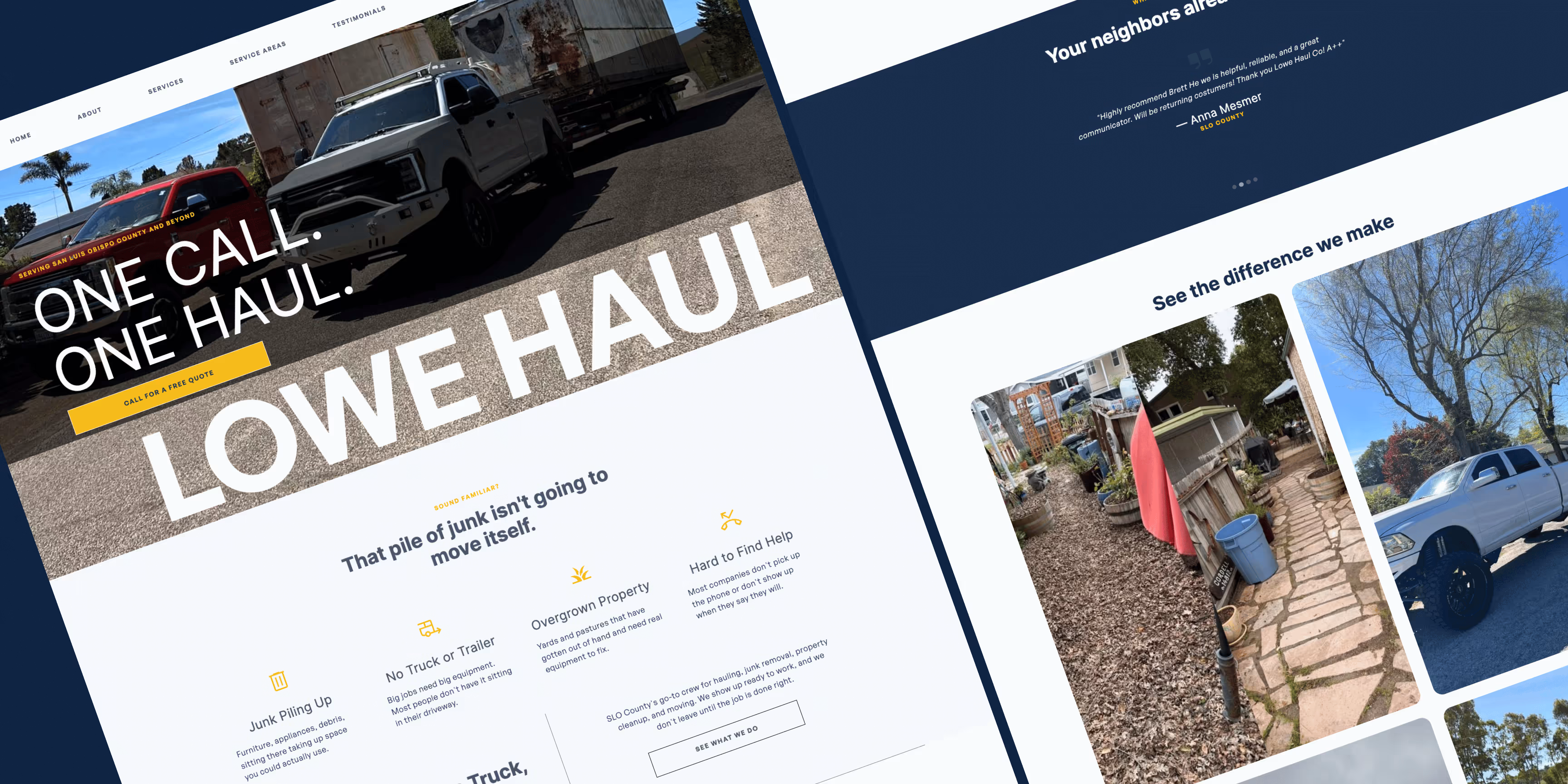 Lowe Haul Co. is a junk removal in San Luis Obispo County, one of PyreBrand Designs client for high-converting website.