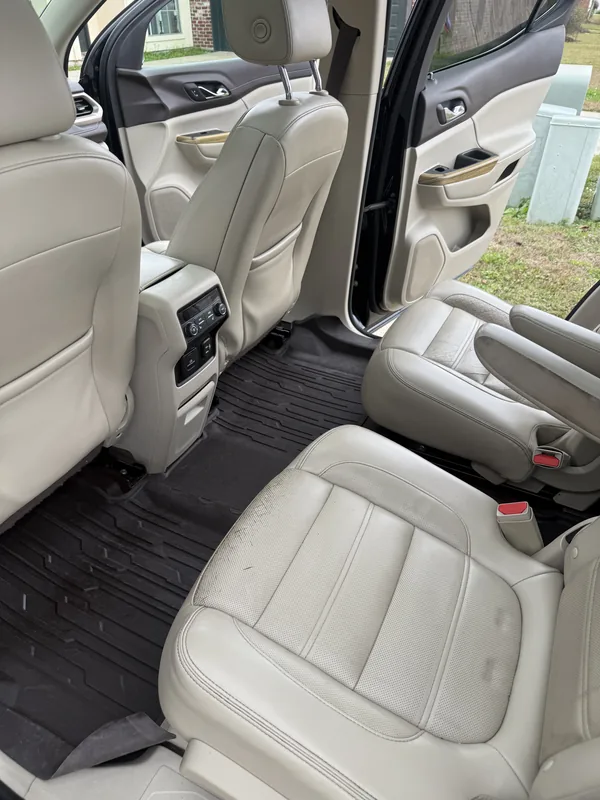 GMC Acadia rear seats after professional stain removal and sanitizing in Baton Rouge
