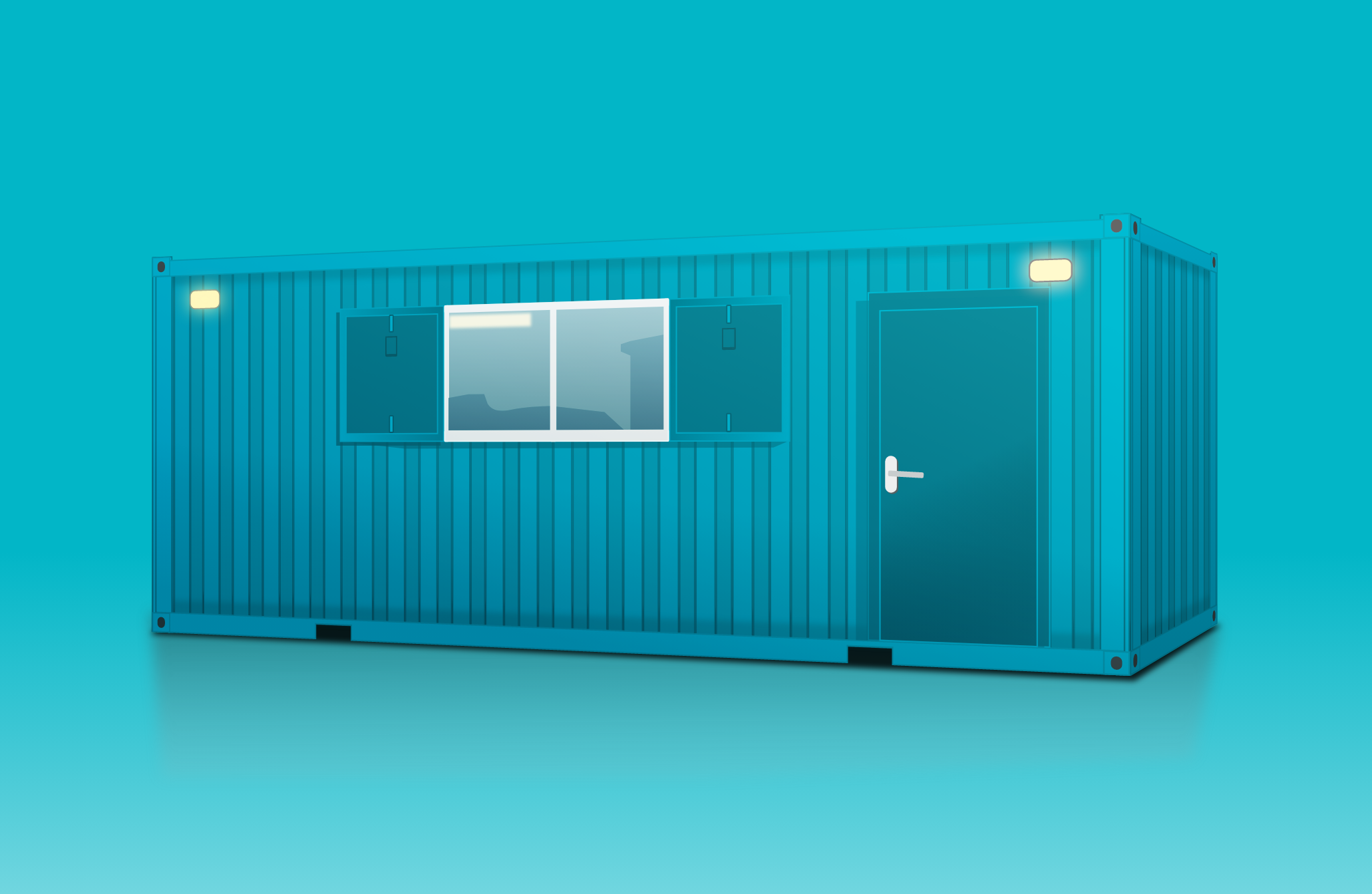 Sea container front and side view render image