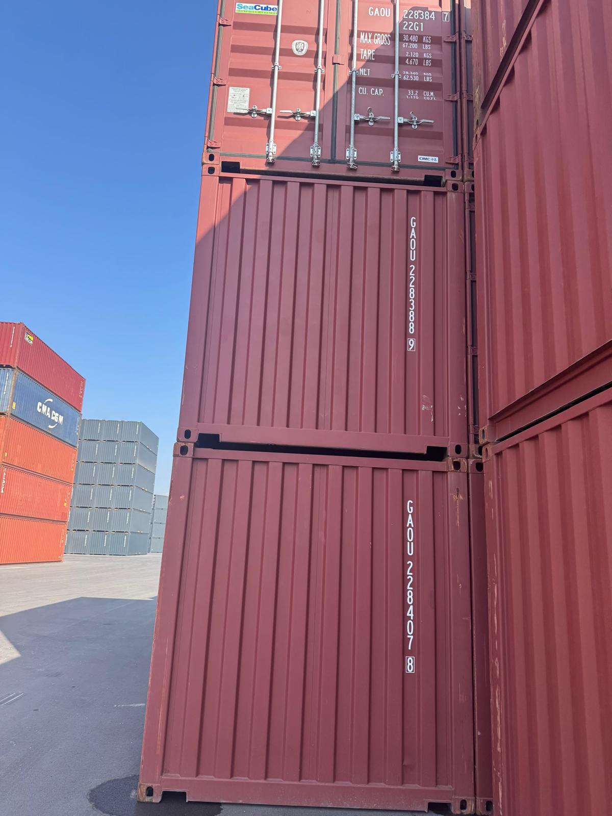 Seecontainer Sonderangebot – 40HC und 20DC, RAL 3009, Einwegzustand