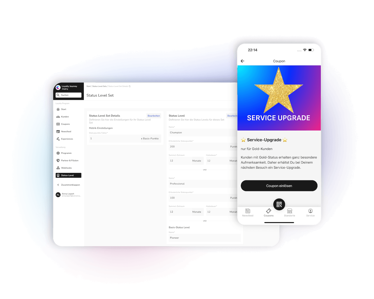 Mit Convercus Loyalty Software Status-Level im Dashboard einstellen und verwalten