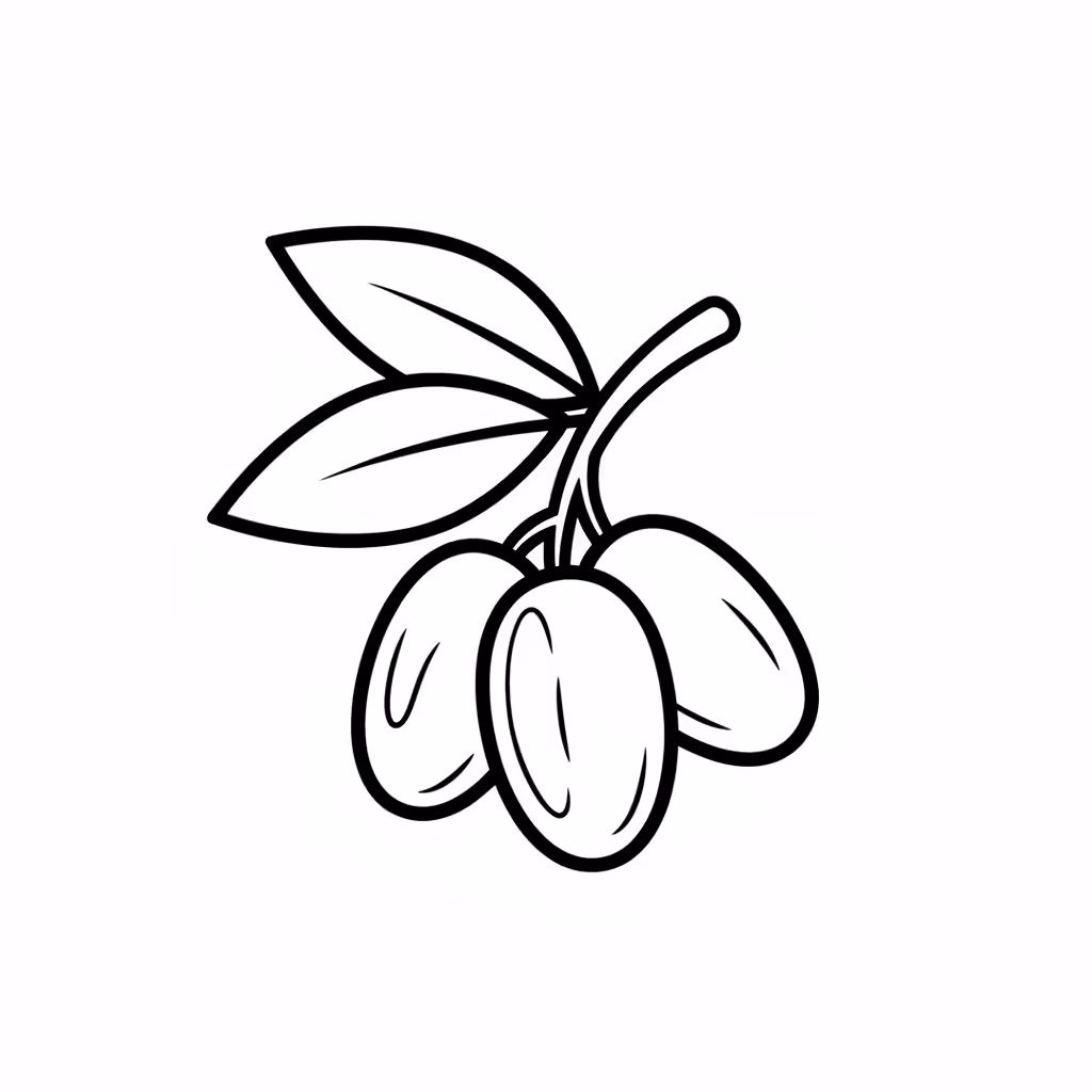 Picture of a printable coloring page showing Dates, level easy