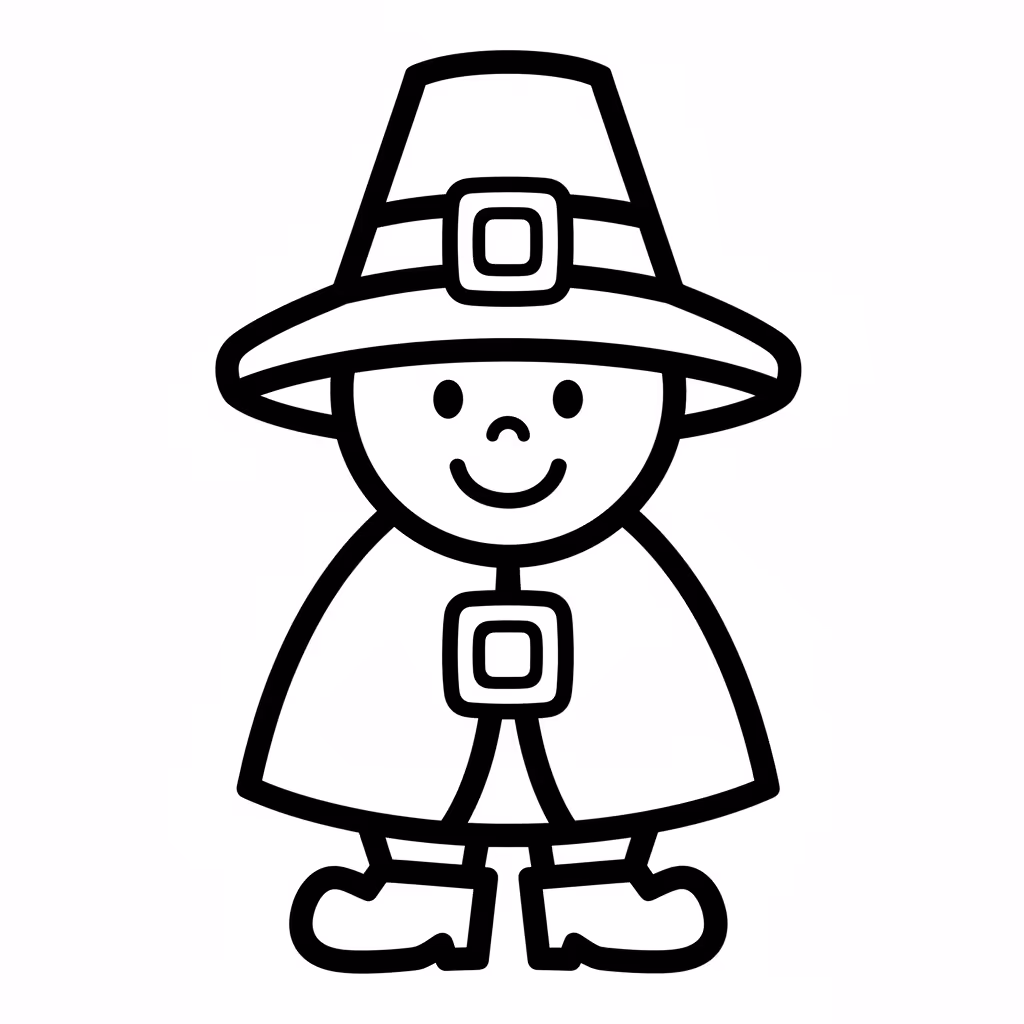 Picture of a printable coloring page showing Pilgrim, level easy