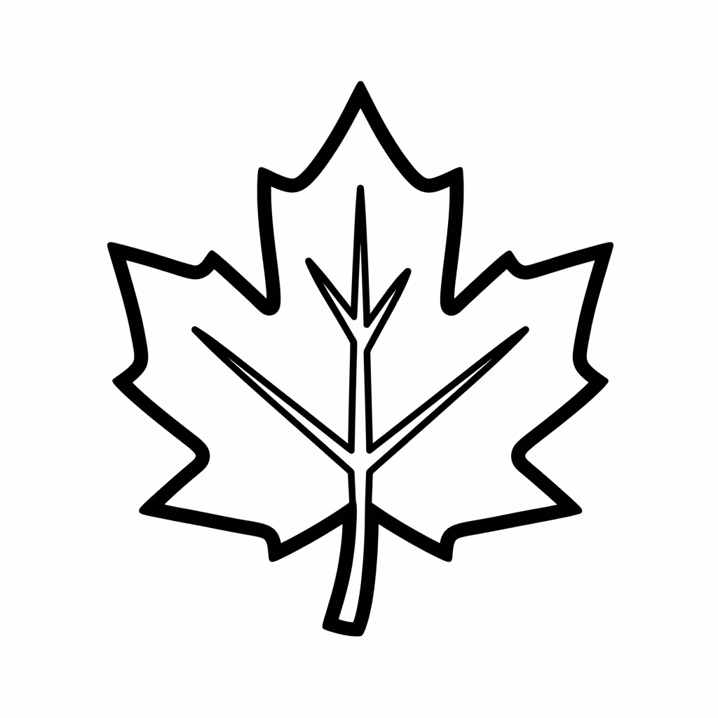 Picture of a printable coloring page showing Autumn Leaf, level easy