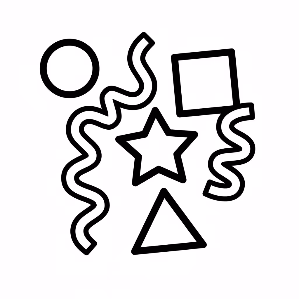 Picture of a printable coloring page showing New Year Confetti, level easy