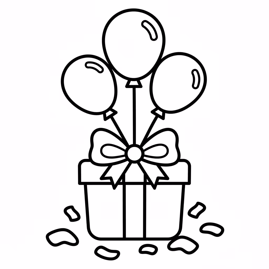 Picture of a printable coloring page showing Party Favor, level easy