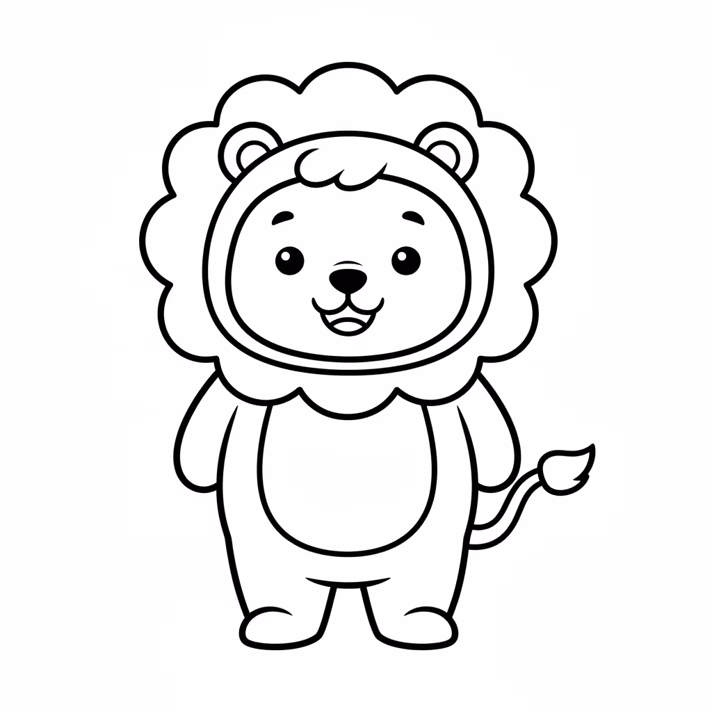Picture of a printable coloring page showing Animal Costume, level easy