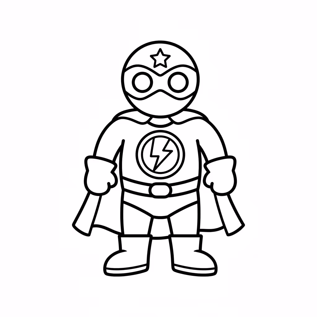 Picture of a printable coloring page showing Superhero Costume, level easy
