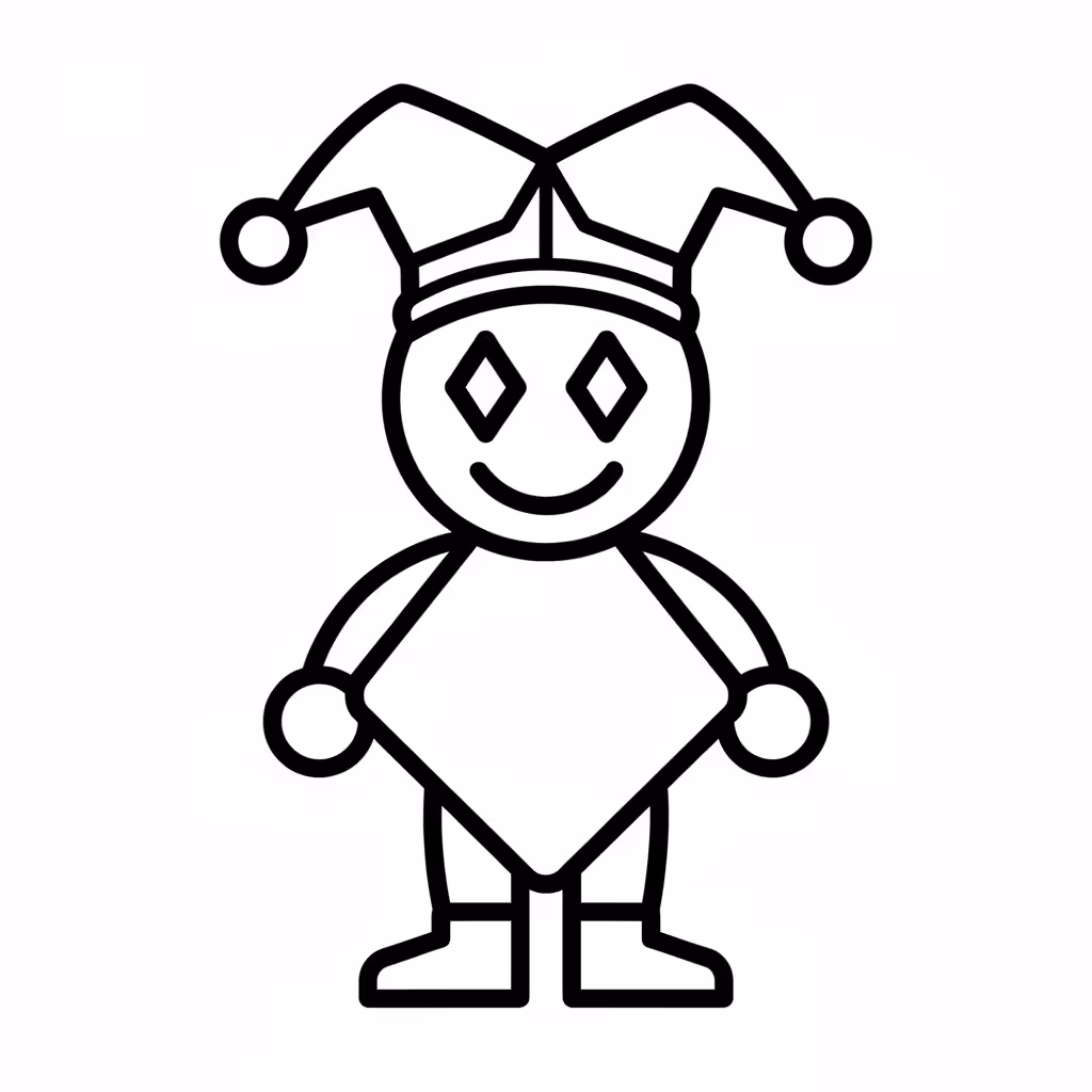 Picture of a printable coloring page showing Harlequin, level easy