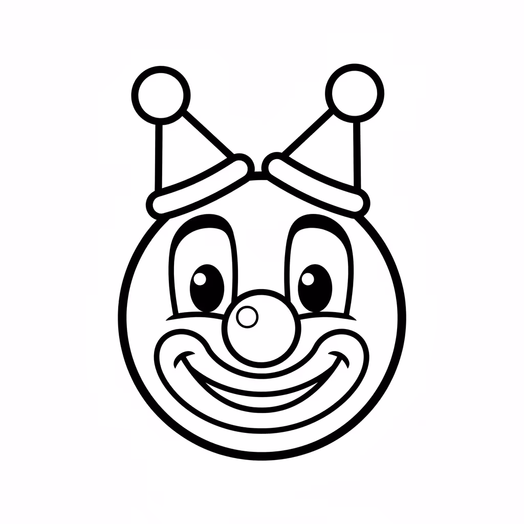 Picture of a printable coloring page showing Clown, level easy