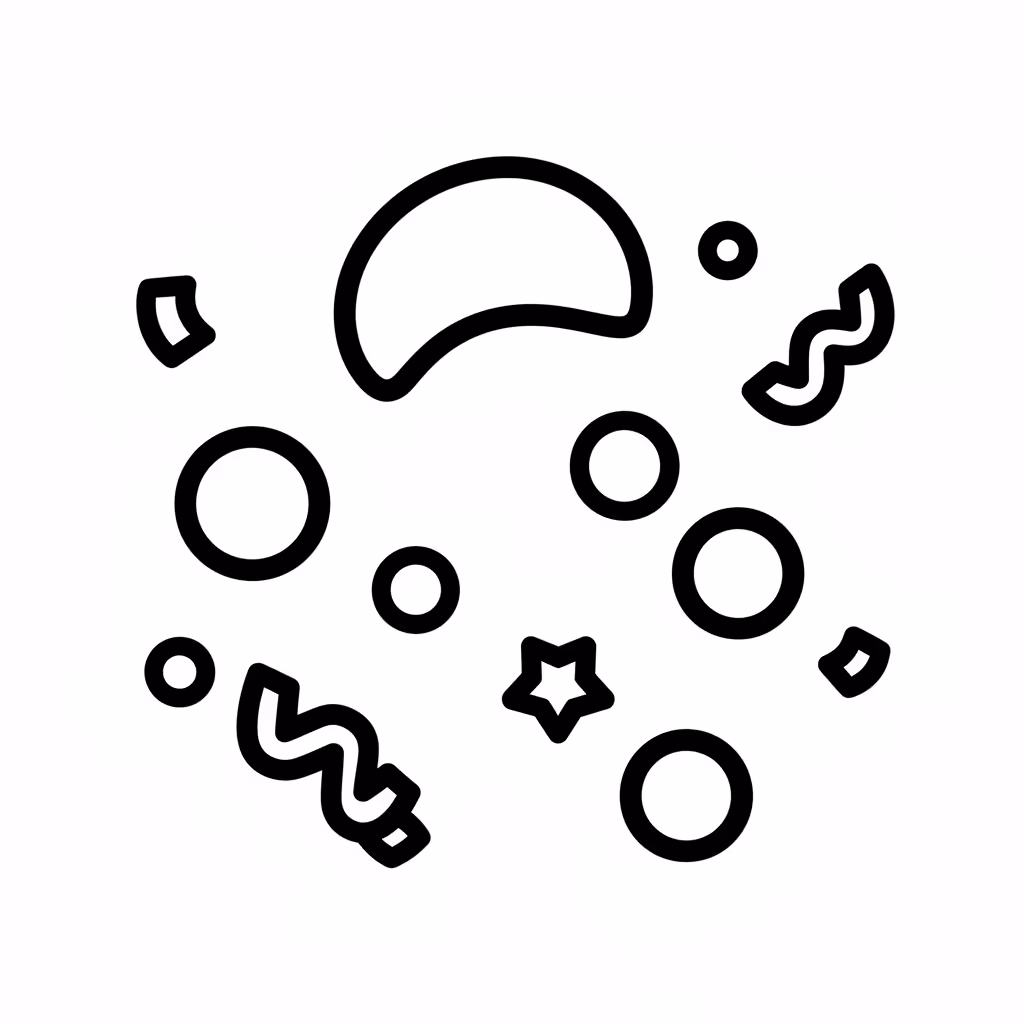 Picture of a printable coloring page showing Carnival Confetti, level easy