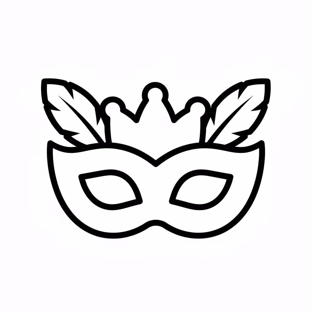 Picture of a printable coloring page showing Carnival Mask, level easy