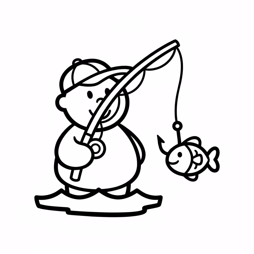 Picture of a printable coloring page showing Fishing Dad, level easy
