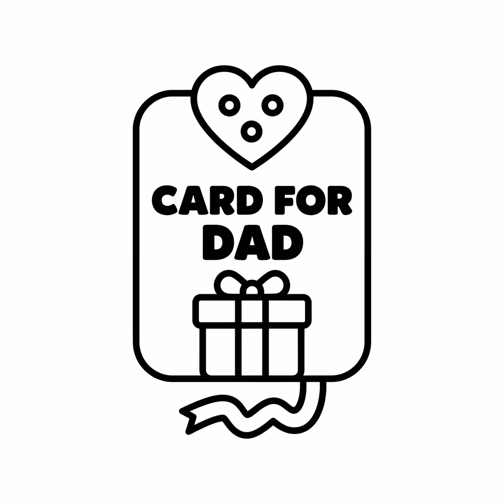 Picture of a printable coloring page showing Card for Dad, level easy