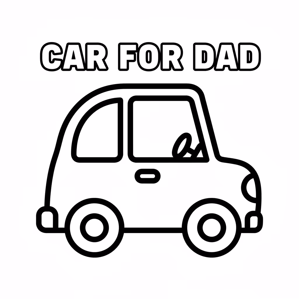 Picture of a printable coloring page showing Car for Dad, level easy