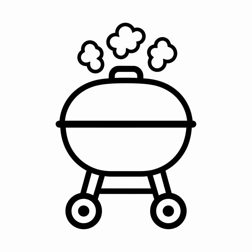 Picture of a printable coloring page showing Barbecue, level easy