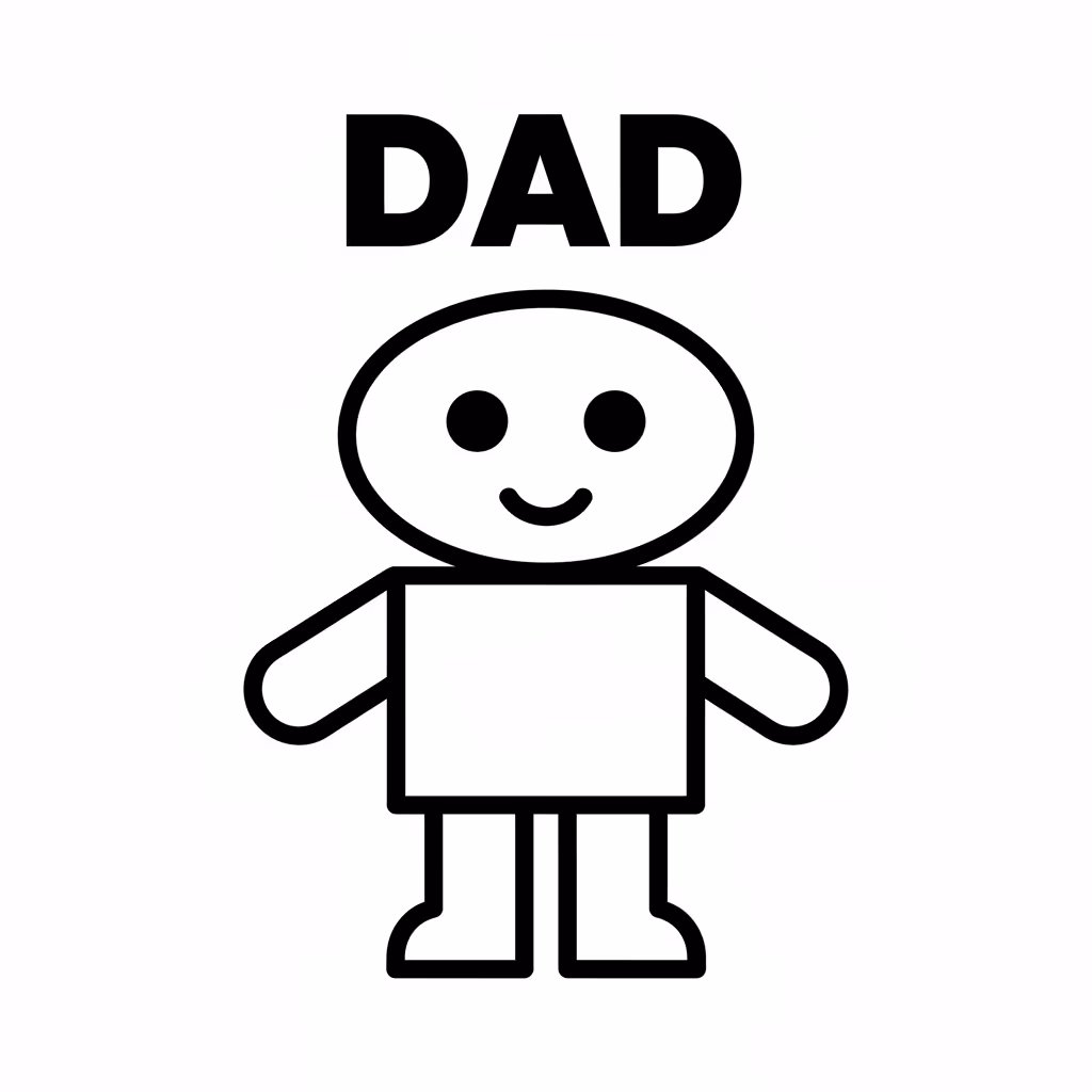 Picture of a printable coloring page showing Dad, level easy