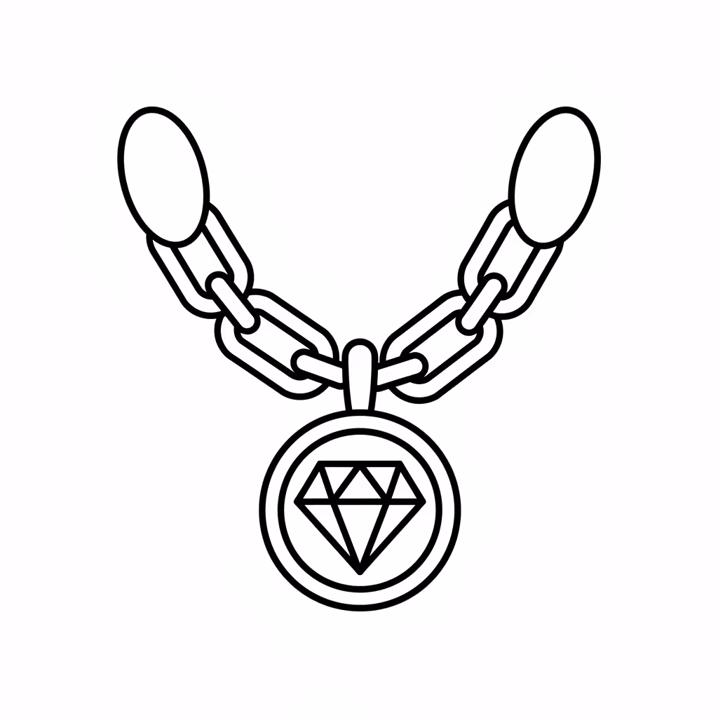 Picture of a printable coloring page showing Jewelry, level easy