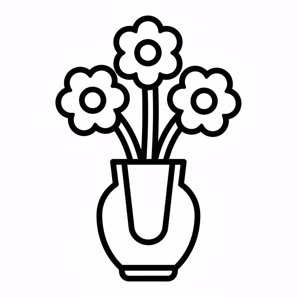 Picture of a printable coloring page showing Bouquet, level easy