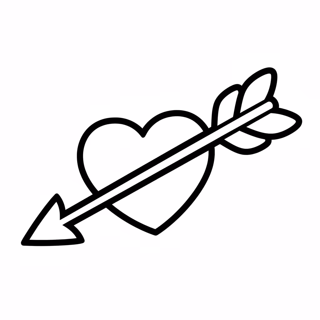 Picture of a printable coloring page showing Cupid's Arrow, level easy