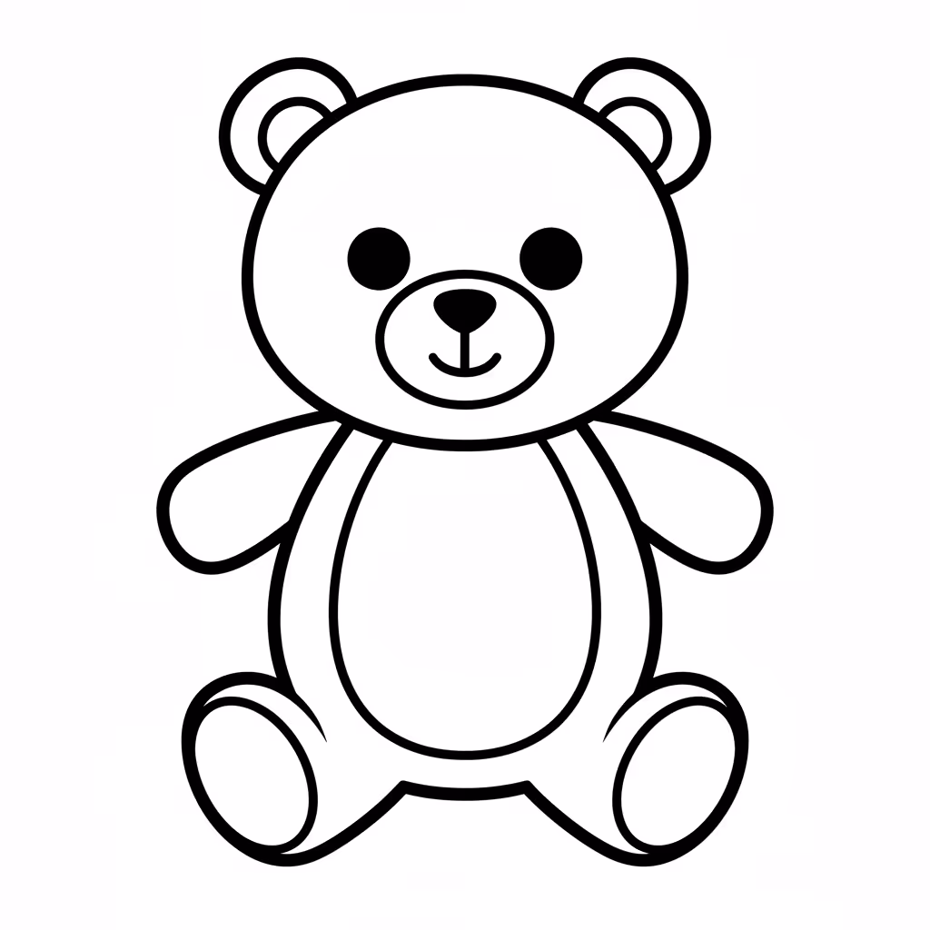 Picture of a printable coloring page showing Teddy Bear, level easy