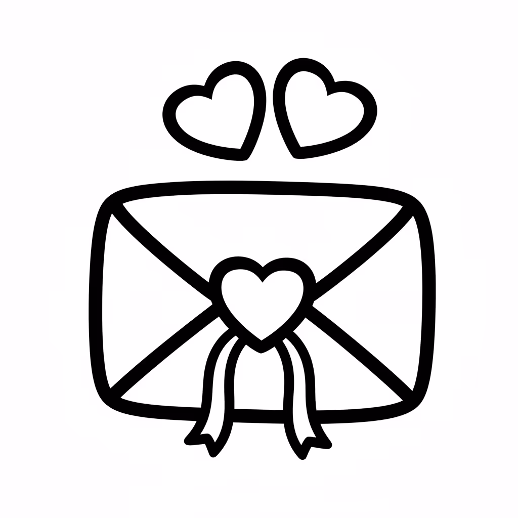 Picture of a printable coloring page showing Love Letter, level easy