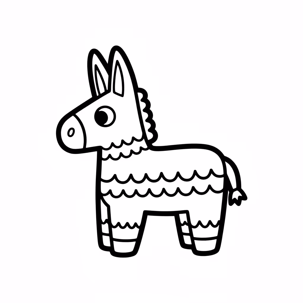 Picture of a printable coloring page showing Piñata, level easy