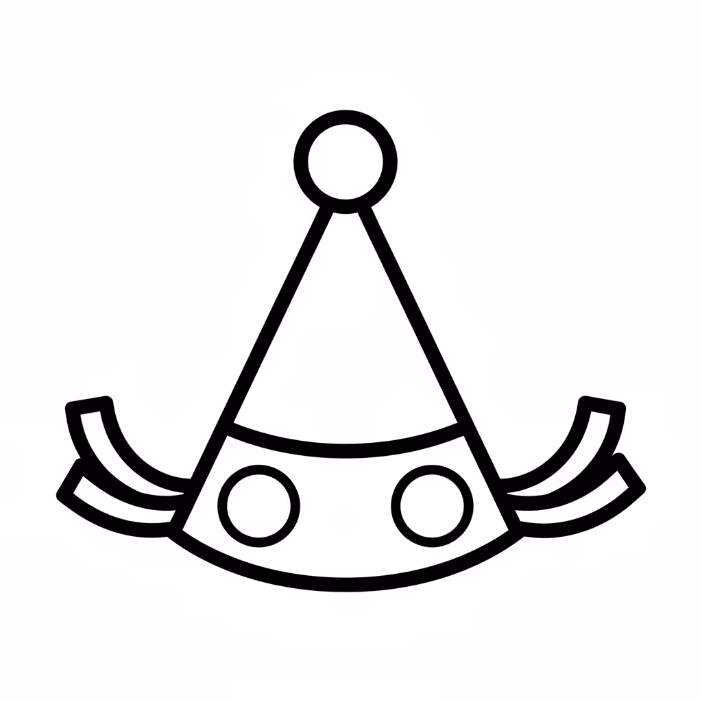 Picture of a printable coloring page showing Party Hat, level easy
