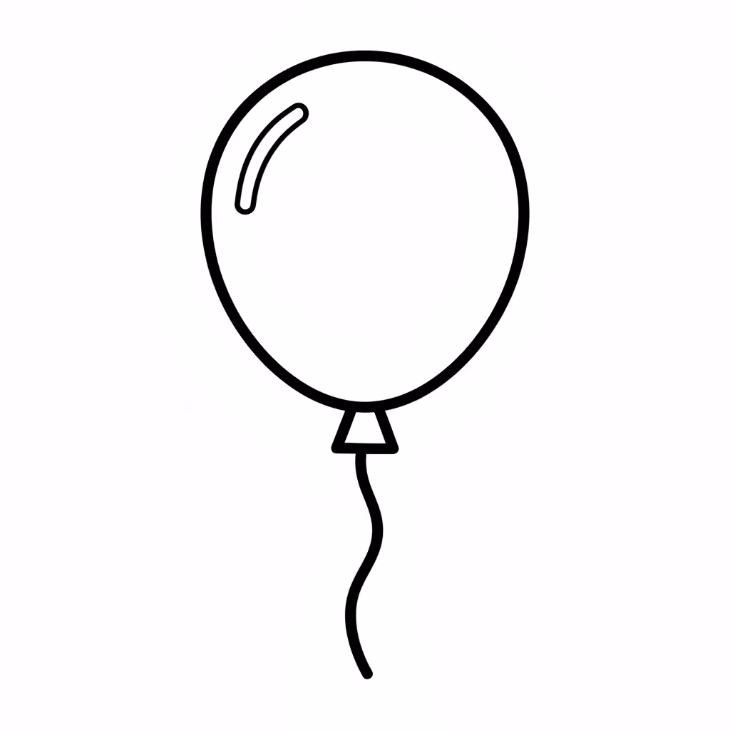Picture of a printable coloring page showing Birthday Balloon, level easy