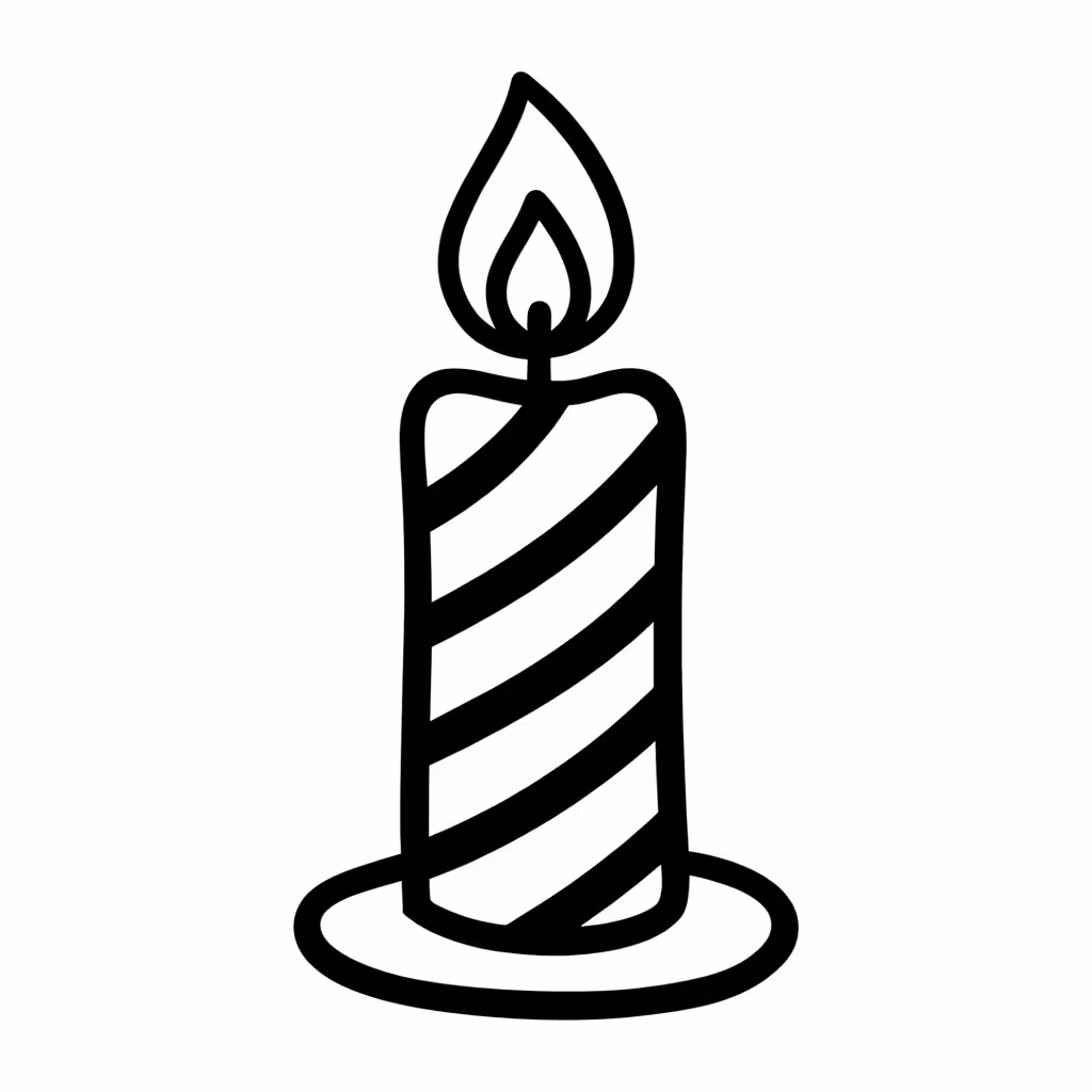 Picture of a printable coloring page showing Birthday Candle, level easy