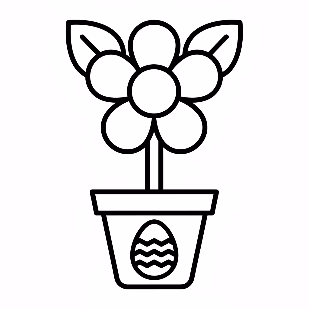 Picture of a printable coloring page showing Easter Flower, level easy