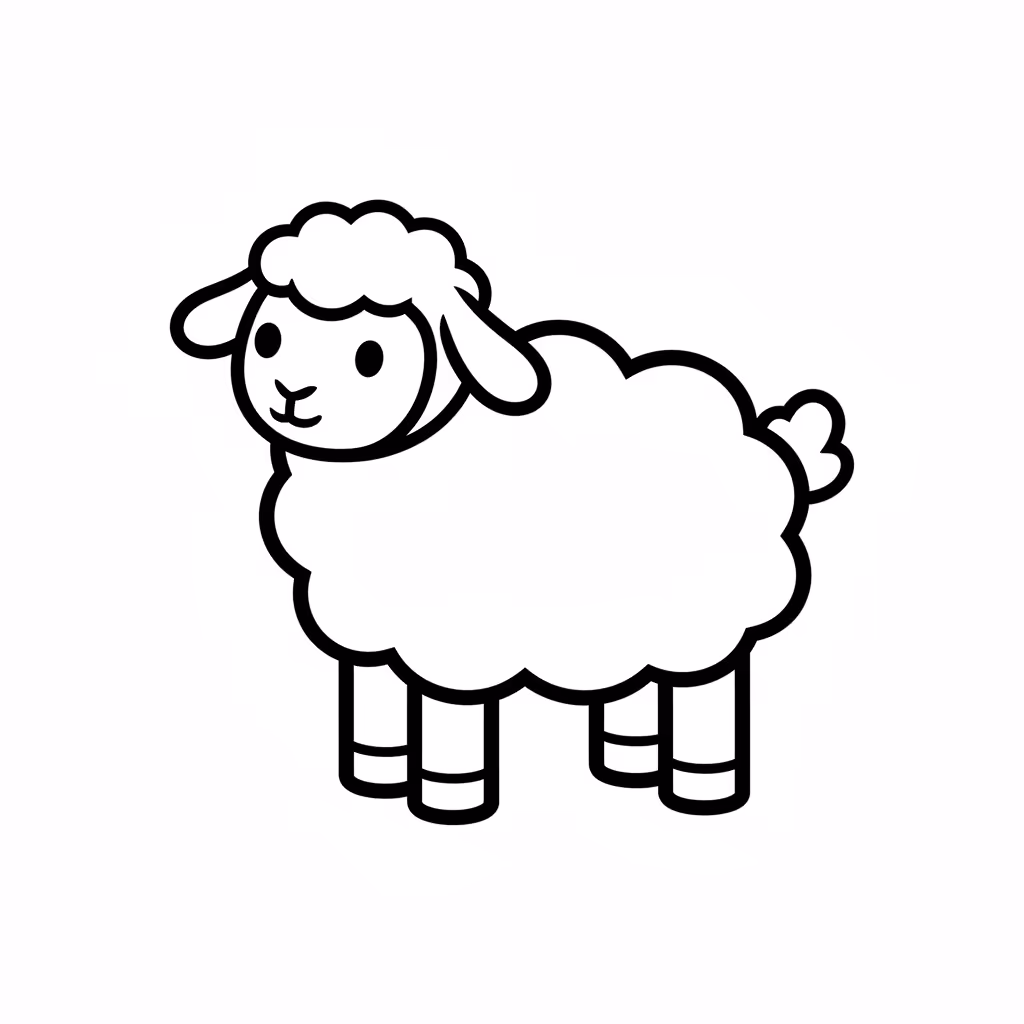 Picture of a printable coloring page showing Lamb, level easy