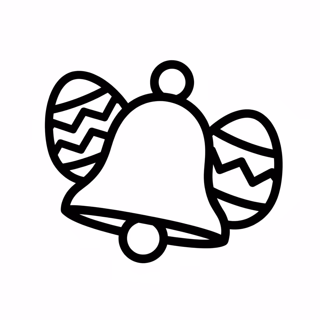 Picture of a printable coloring page showing Easter Bell, level easy