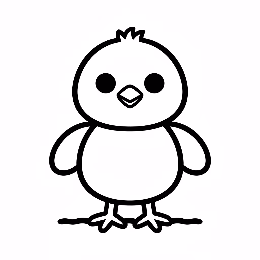 Picture of a printable coloring page showing Chick, level easy