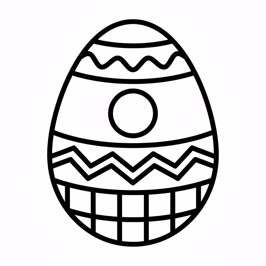 Picture of a printable coloring page showing Easter Egg, level easy