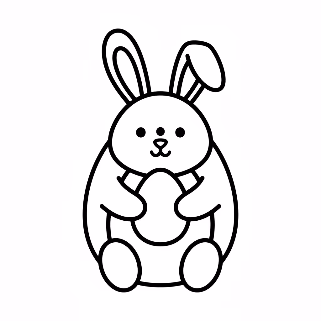 Picture of a printable coloring page showing Easter Bunny, level easy