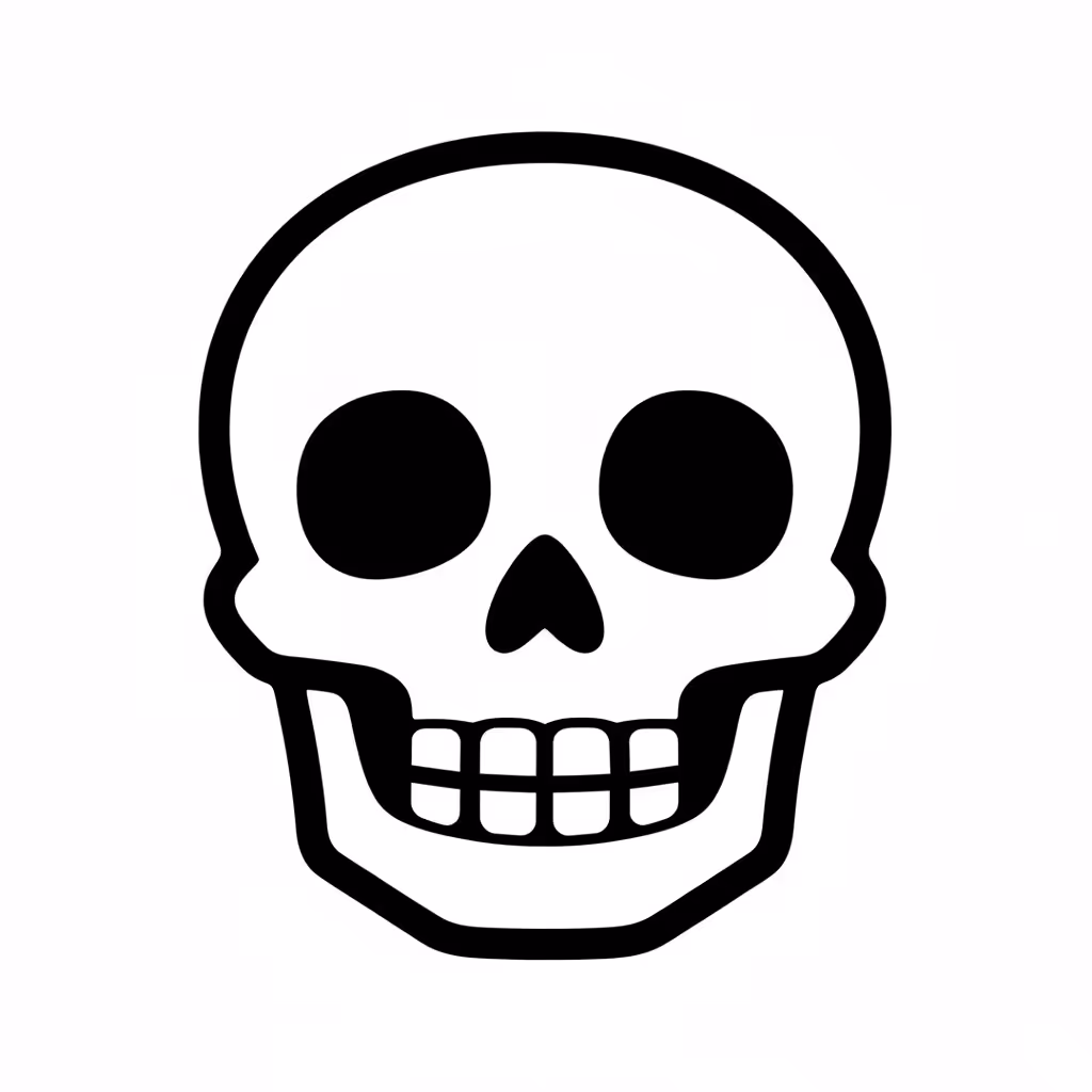 Picture of a printable coloring page showing Skull, level easy