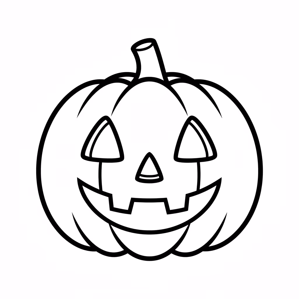 Picture of a printable coloring page showing Jack-o'-lantern, level easy