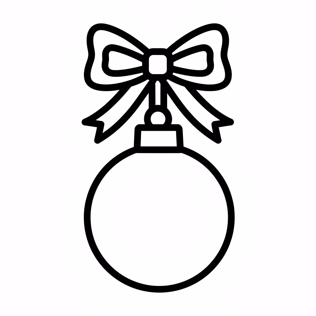 Picture of a printable coloring page showing Christmas Ornament, level easy