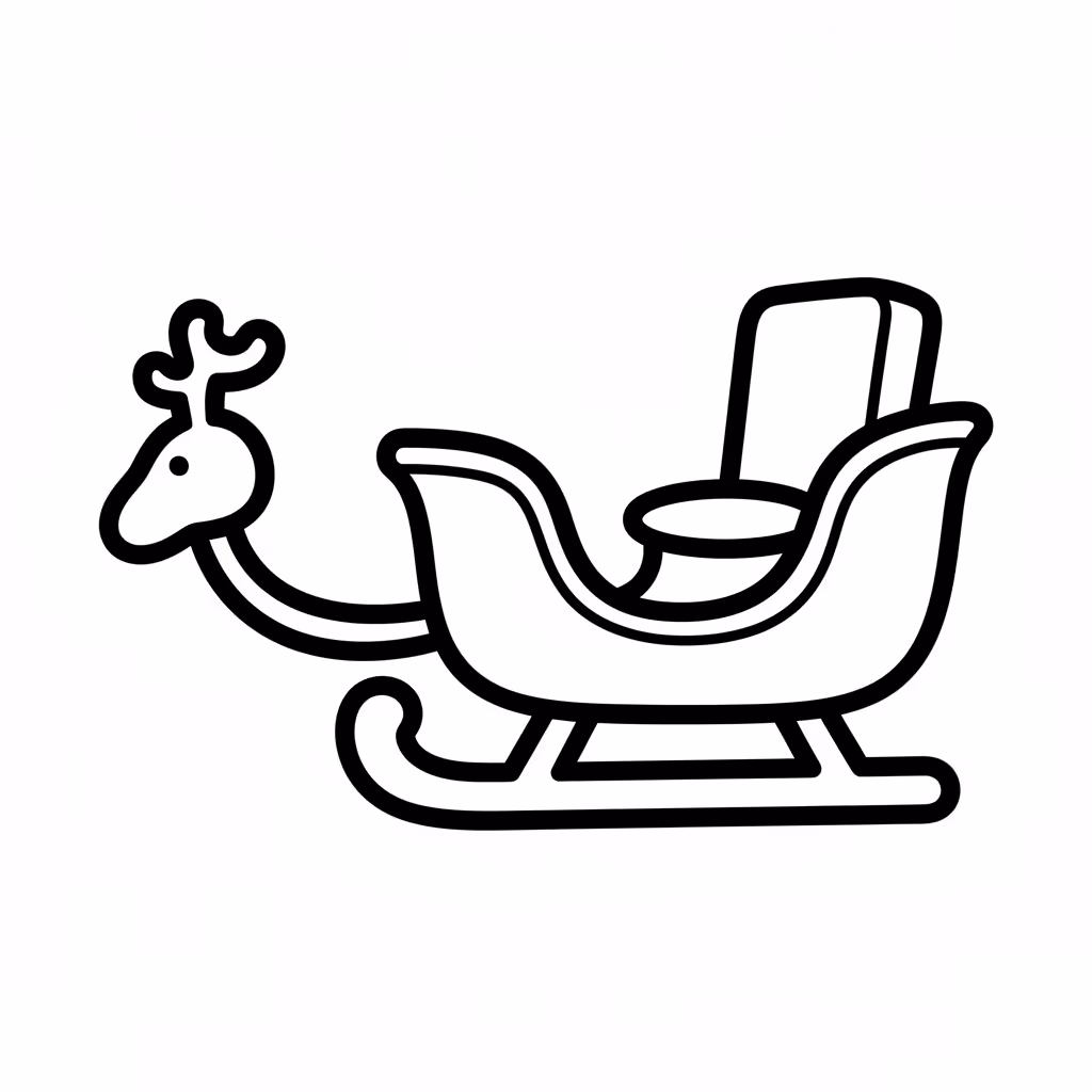 Picture of a printable coloring page showing Sleigh, level easy