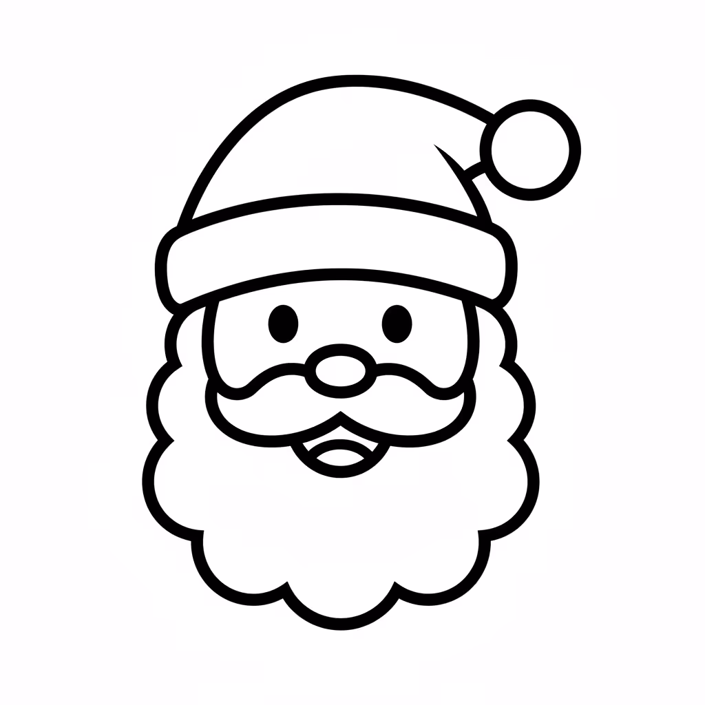 Picture of a printable coloring page showing Santa Claus, level easy